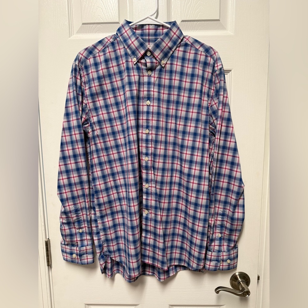 Jos. A. Bank Multicolor Plaid Button Down Shirt (Tailored Fit)